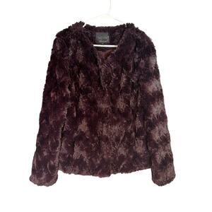 Sanctuary Burgundy Faux Fur Jacket Size Large C1